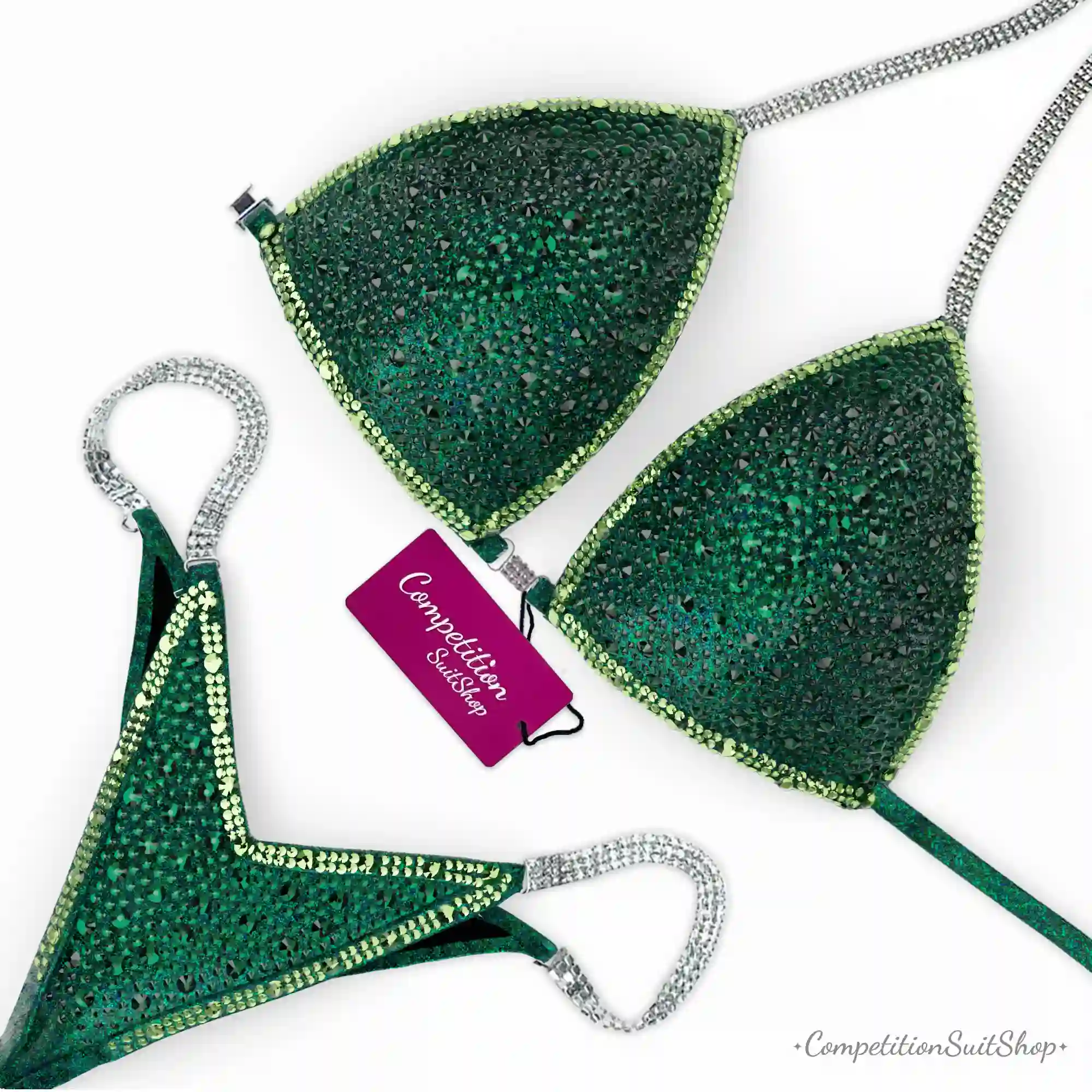 Emerald Green Trim Wellness Competition Suit BM216-5W